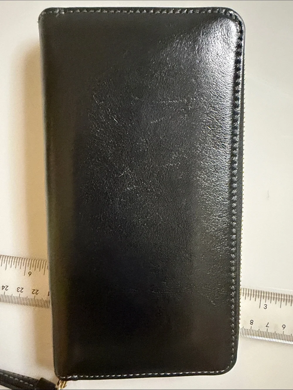 Coach Black Leather Zip Wallet with Gold Logo